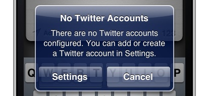 SocialSharing Twitter Account Error