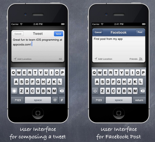 User Interface for Twitter and Facebook in Your App