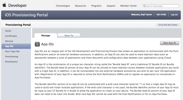 iOS Provisioning Portal - App ID