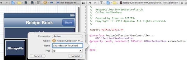 UICollectionView Share Button IBAction