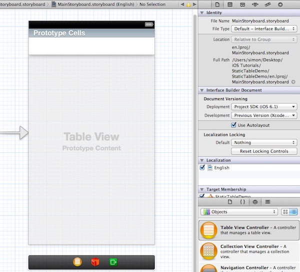 Static Table - Table View Controller