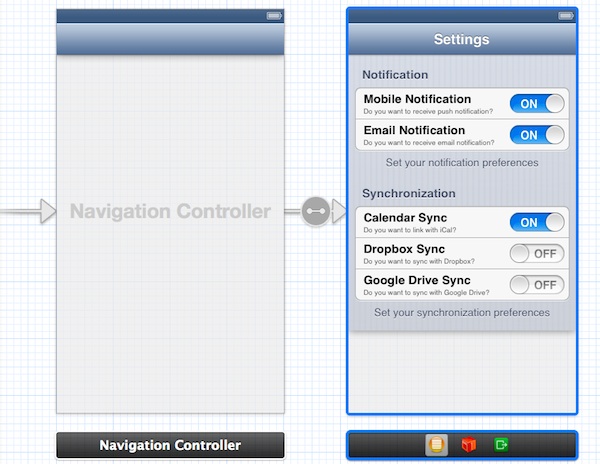 Static Table View Embed Navigation Controller