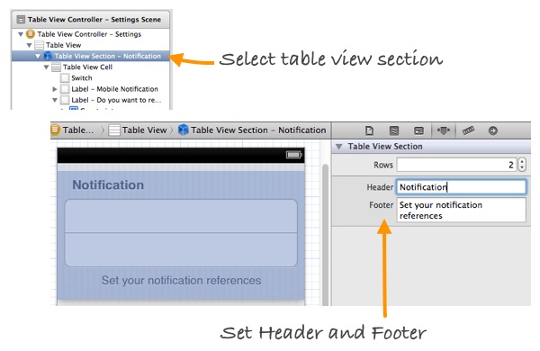 Static Table View Section