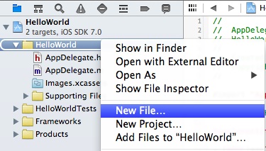 Xcode 5 Add New File
