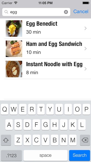 Recipe app with search