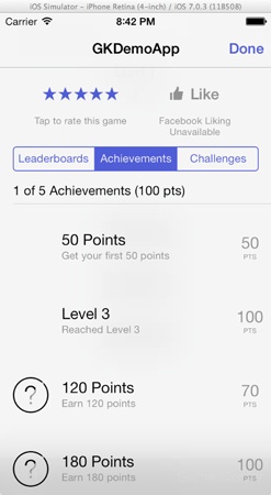 GameKit Demo - Sample Achievements