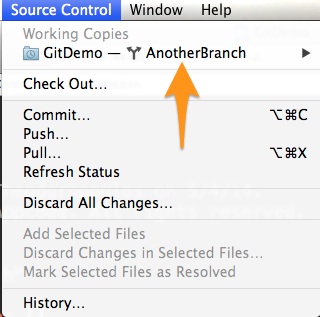 Version Control Xcode - Current Branch