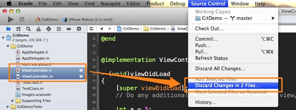 Xcode Version Control - Discard File