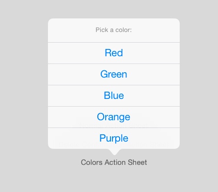 Color selection action sheet on iPad