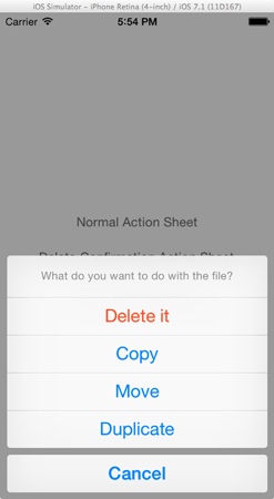Normal Action Sheet in iOS 7
