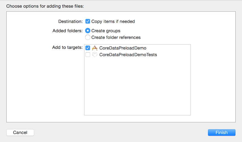 Import Core Data Database into Xcode Project
