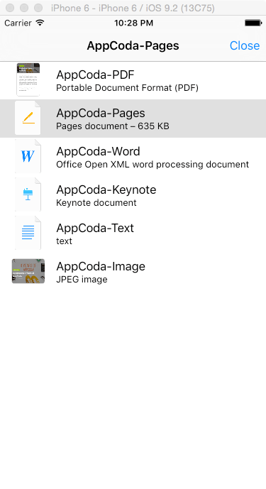 Using Quick Look Framework for Previewing Documents
