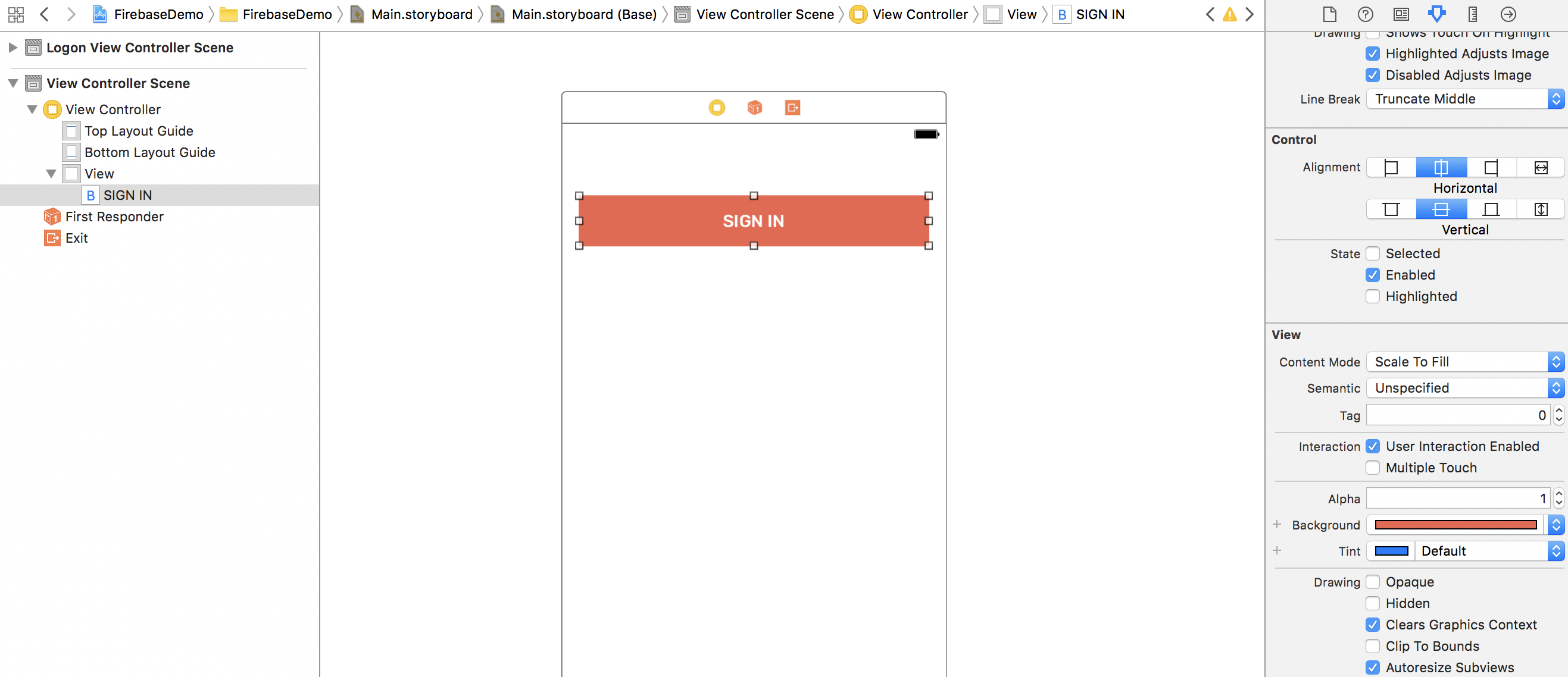 Figure 36.1. Designing a button in Interface Builder