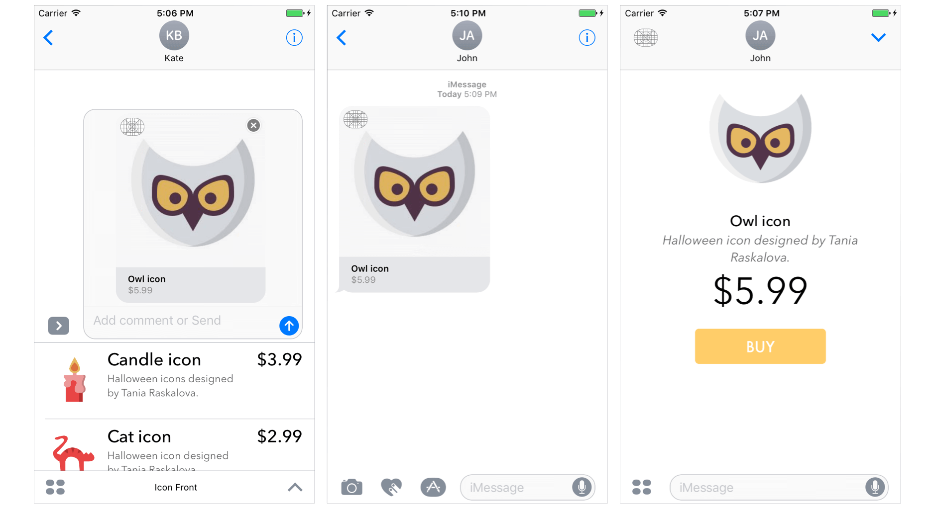 Figure 35.4. How the iMessage app of Icon Store works