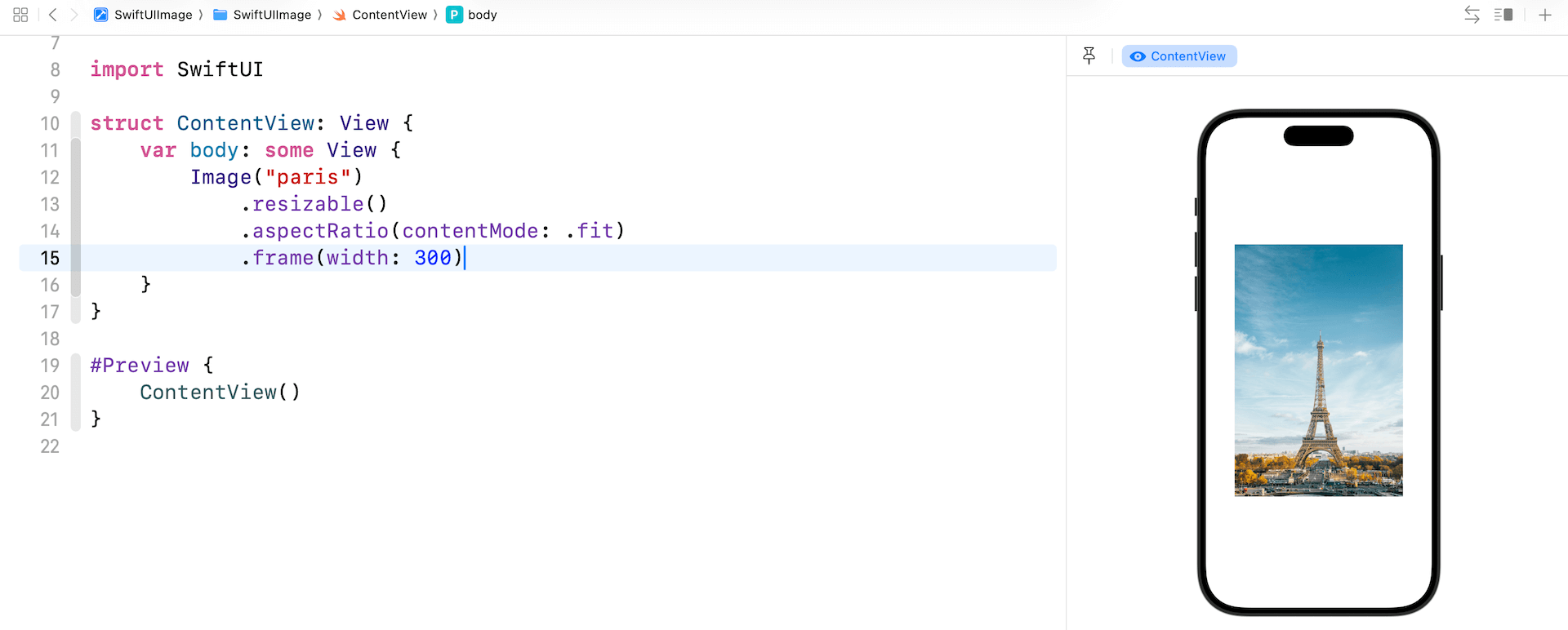 Figure 10. Limit the width of the image using the frame modifier
