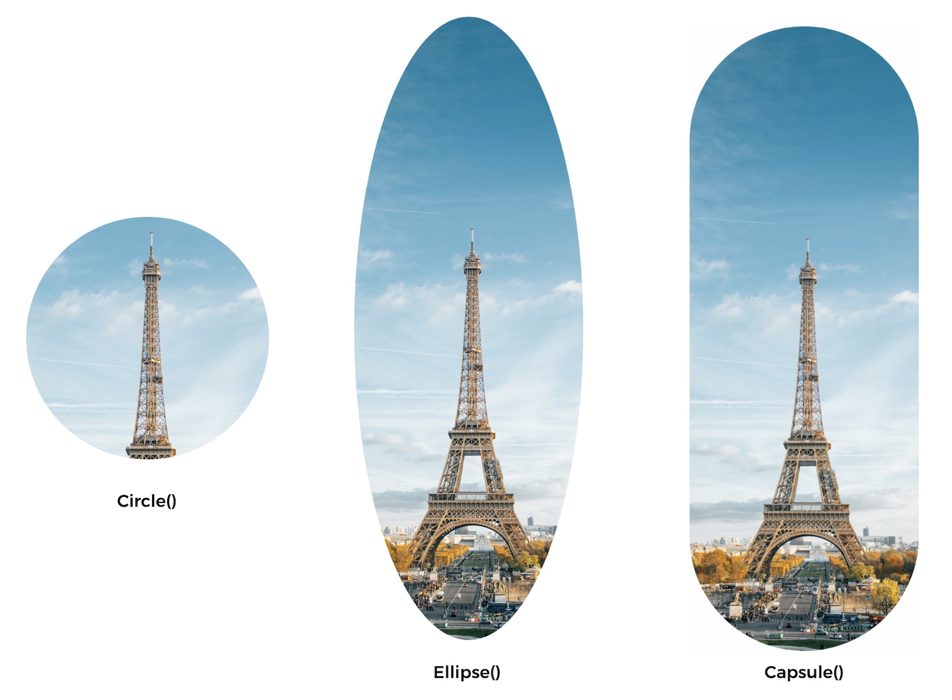 Figure 13. Use the .clipShape modifier to create image with different shape