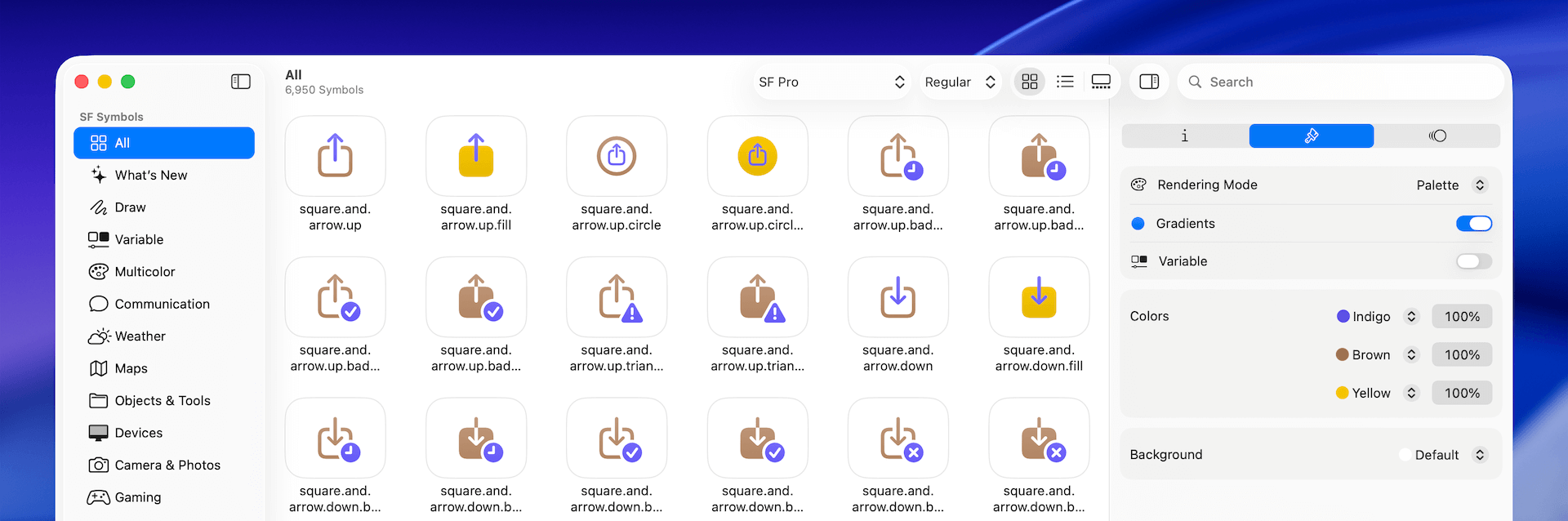 Figure 18. Using palette rendering in SF Symbols