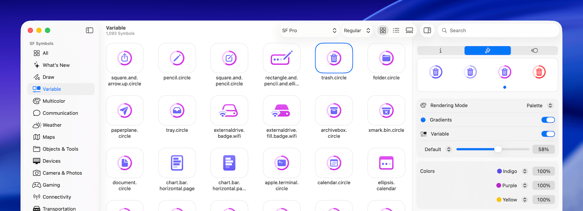 Figure 19. Using Variable Color in SF Symbols