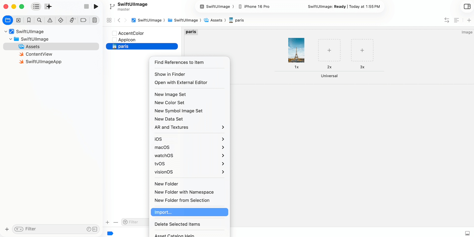 Figure 5. Add the image to the asset catalog