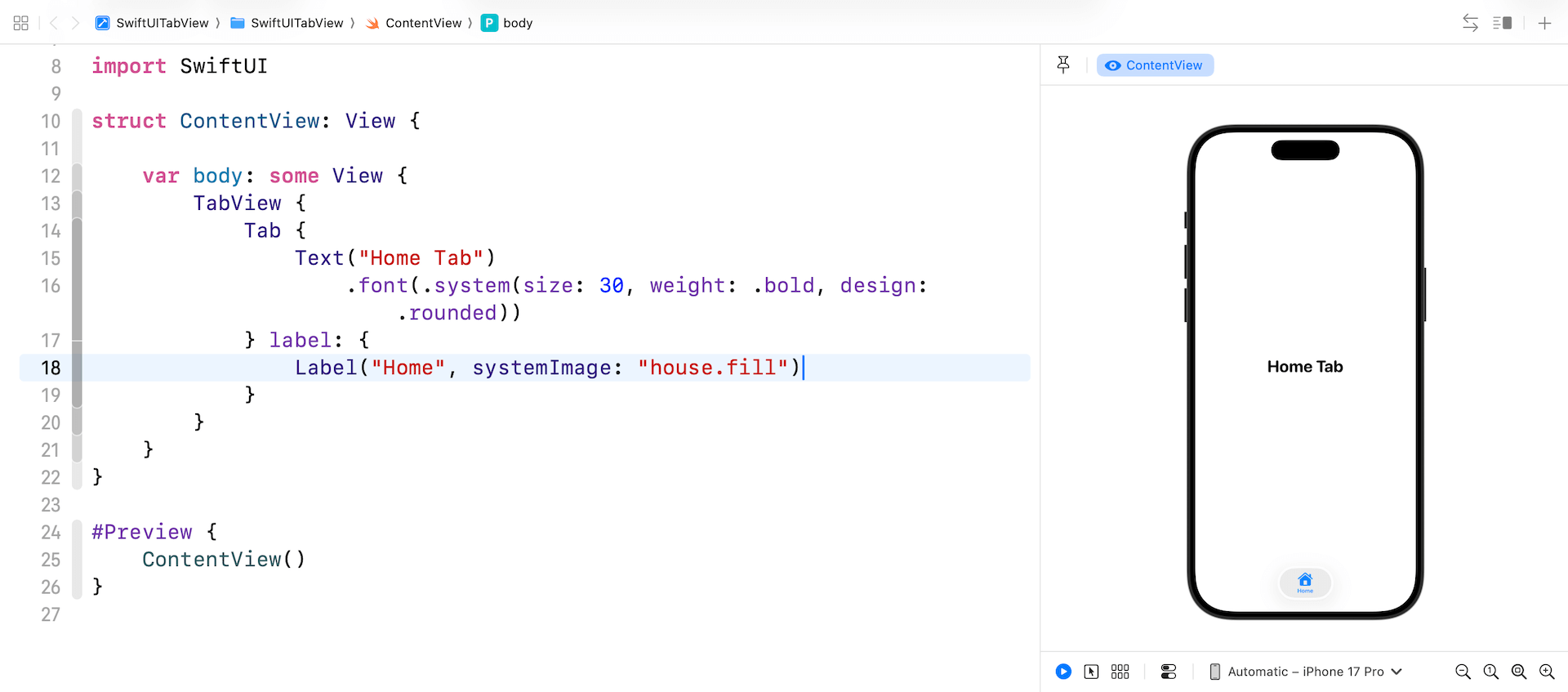 Figure 1. Tab bar with a single tab item