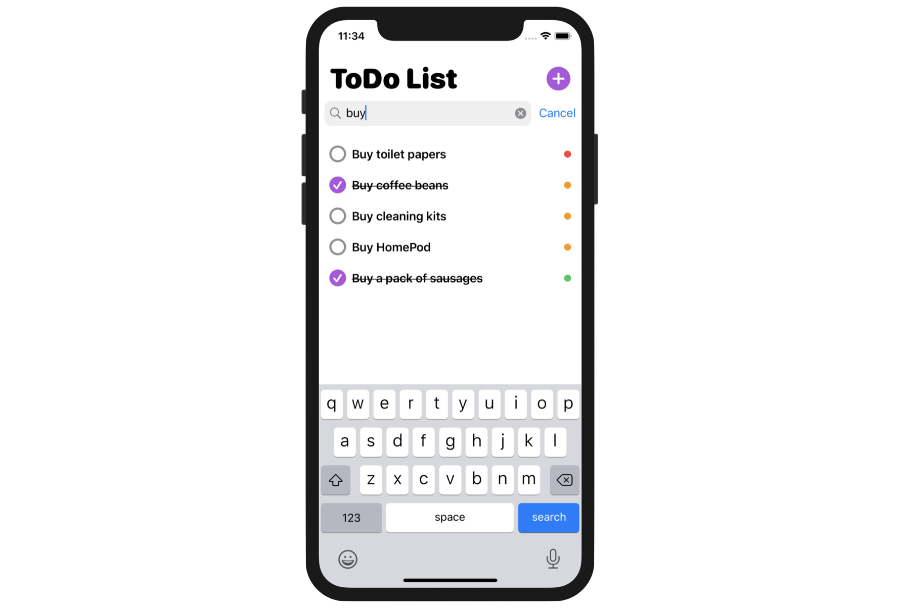 Figure 1. Adding a search bar in the ToDo app