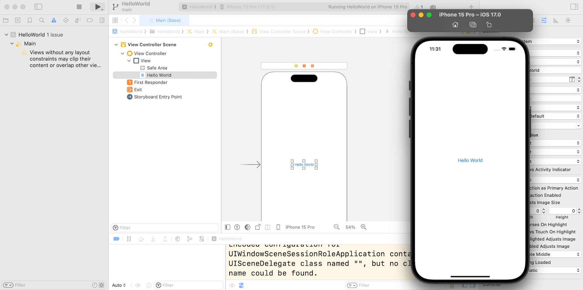 Figure 3-19. Hello World app with a Button