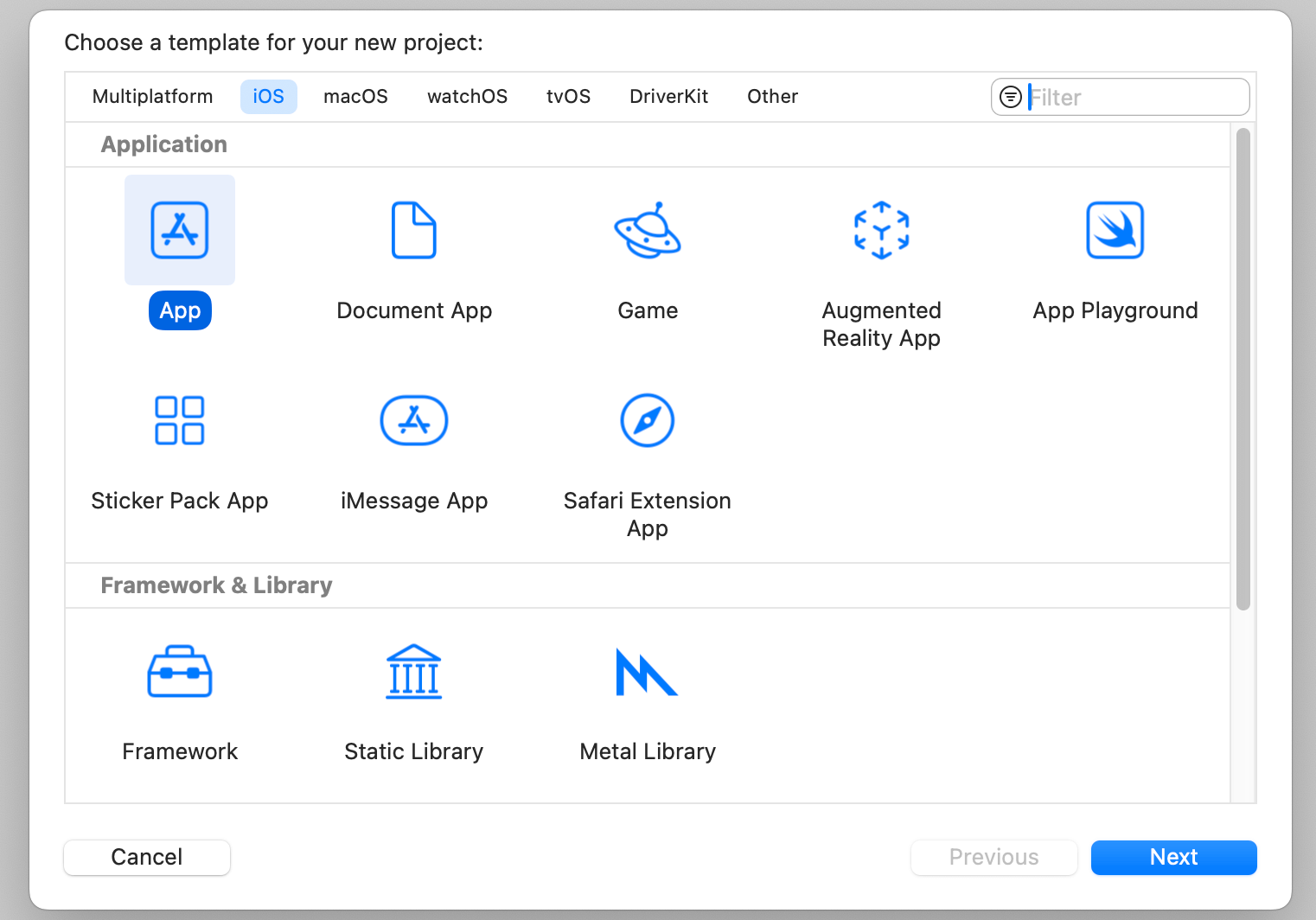 Figure 3-4. Xcode Project Template Selection