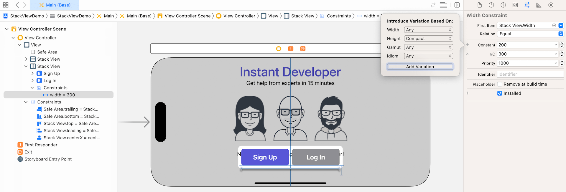 Figure 6-37. Adding a customization for the width constraint