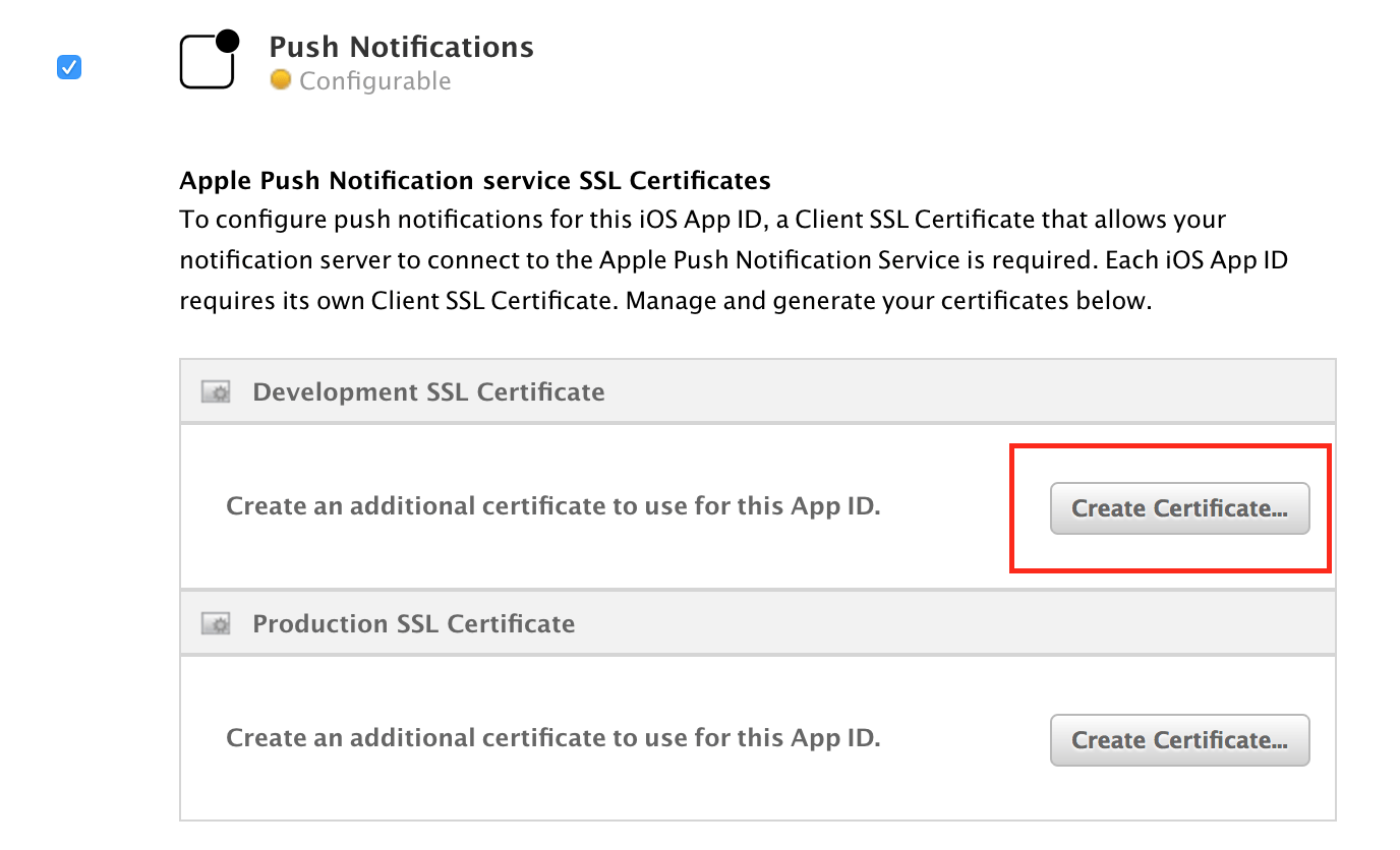 Generate apple push notification certificate