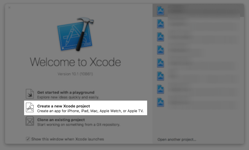 Open a new Xcode project