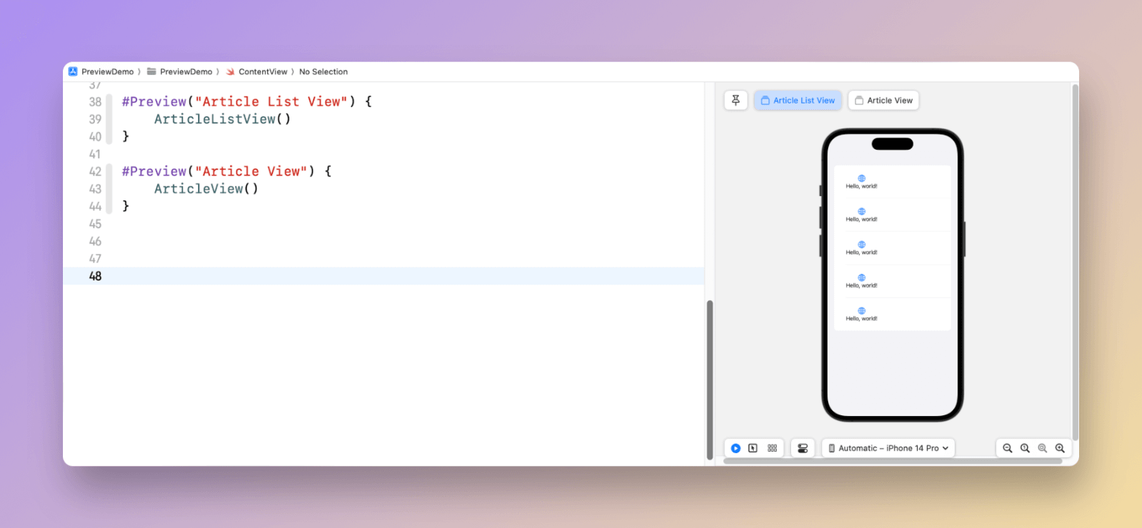 swiftui-preview-multiple-views